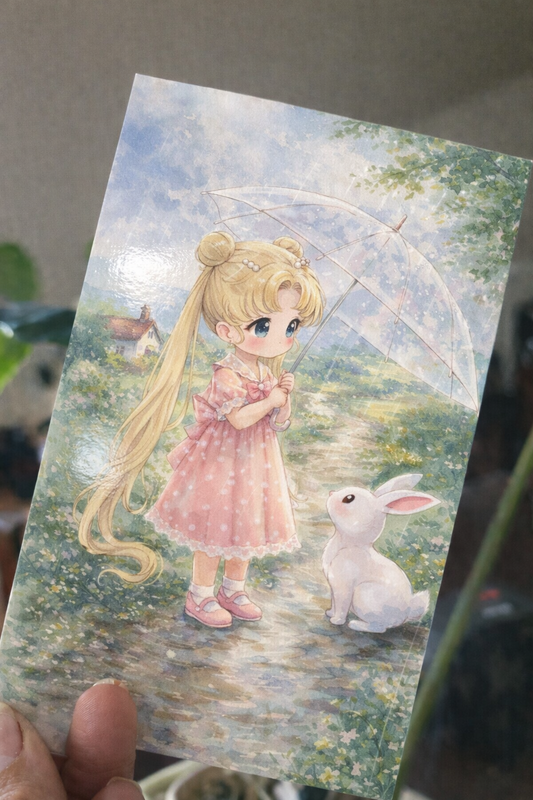 Postkarte Sailor Moon inspiriert, Geschenk für Anime-Fans